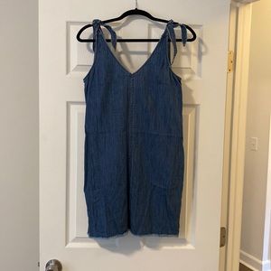Express tie-shoulder denim dress